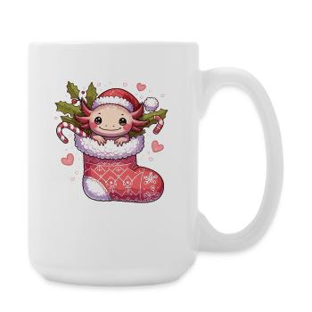 Cute Christmas Axolotl with Santa Hat for - Large Mug 440 ml - white - Right