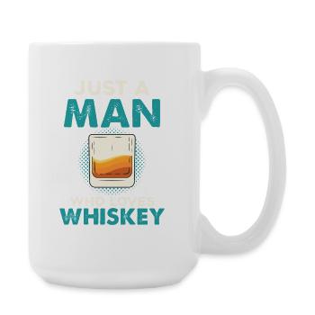 Only one man loves whiskey - Large Mug 440 ml - white - Right