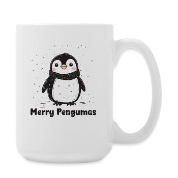 Merry Penguins, Cute Christmas Penguin - Large Mug 440 ml - white - Right