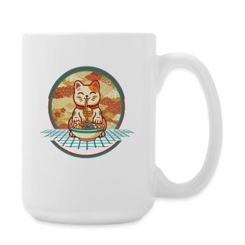 Maneki Neko Ramen Lucky Charm Cat - Large Mug 440 ml - white - Right