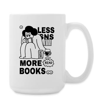  Bücher Lesen Design - Große Tasse 440 ml - Weiß - Rechts