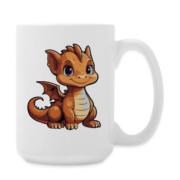 Kleiner Cartoon-Drache - Große Tasse 440 ml - Weiß - Rechts