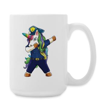 Einhorn-Polizist abtupfen Vater Officer Vatertags-Gi - Große Tasse 440 ml - Weiß - Rechts