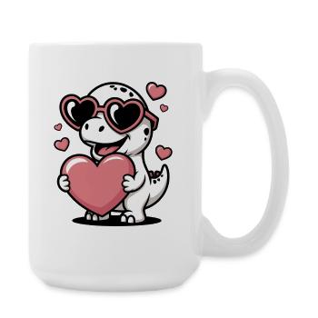 Herzbrillen-Dino voller Liebe - Große Tasse 440 ml - Weiß - Rechts