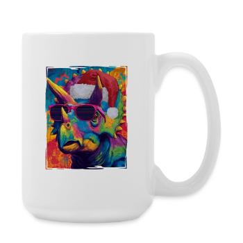 Portrait de Noël du tricératope dinosaure - Grande tasse 440 ml - blanc - Droite
