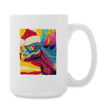 Dinosaurier stegosaurus Weihnachten Porträt - Große Tasse 440 ml - Weiß - Rechts