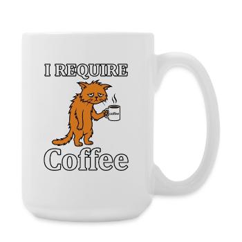 I Need Coffee Saying Funny Tired Cat - Large Mug 440 ml - white - Right