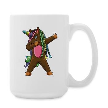 Tresses de licorne Cheveux arc-en-ciel Fantasme magique - Grande tasse 440 ml - blanc - Droite