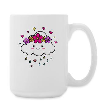 Cloud with flower crown - Large Mug 440 ml - white - Right