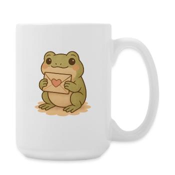 Cute frog with love letter illustration - Large Mug 440 ml - white - Right