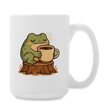 Cozy Frosch mit Kaffee – Kawaii Frogcore Art - Große Tasse 440 ml - Weiß - Rechts
