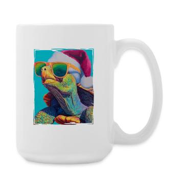 Turtle Christmas Portrait - Large Mug 440 ml - white - Right