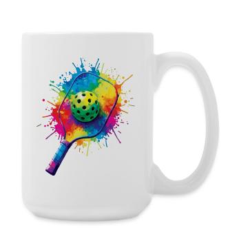 Pickleball Splash Art – Schläger & farbiger Ball - Große Tasse 440 ml - Weiß - Rechts