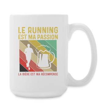 Running Passion Beer Award Humor Running - Large Mug 440 ml - white - Right