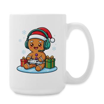 Jeu de Noël Amusant en Pain d'épices - Grande tasse 440 ml - blanc - Droite
