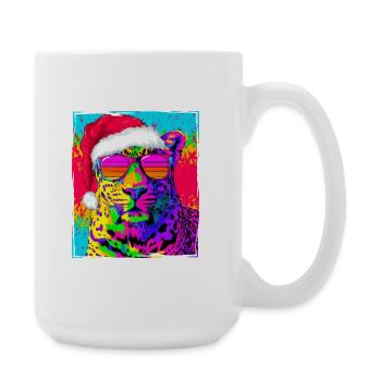 Portrait de Noël du léopard - Grande tasse 440 ml - blanc - Droite