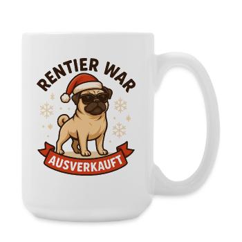 Reindeer a affiché complet Pug Pug - Grande tasse 440 ml - blanc - Droite