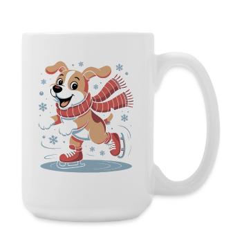 Winter Dog Skate Fun - Large Mug 440 ml - white - Right