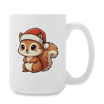 Weihnachts Eichhörnchen mit Santa Hut - Große Tasse 440 ml - Weiß - Rechts
