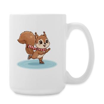 Squirrel on runners with scarf - Large Mug 440 ml - white - Right