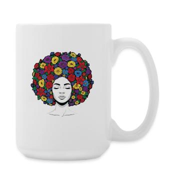 Fleur afro – Histoire noire Fierté de mélanine - Grande tasse 440 ml - blanc - Droite