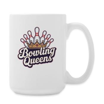 Bowling Queens Krone Kegeln Team Damen Liga - Große Tasse 440 ml - Weiß - Rechts