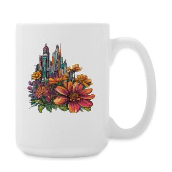 Blühende Skyline Farbexplosion - Große Tasse 440 ml - Weiß - Rechts