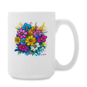 Colored Water Flower Bouquet - Large Mug 440 ml - white - Right