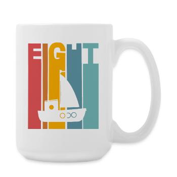 8 years children's birthday ship - Large Mug 440 ml - white - Right