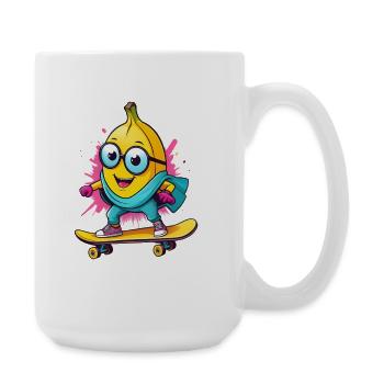 Banana skater with glasses - Large Mug 440 ml - white - Right