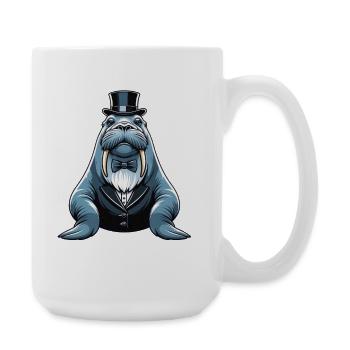Eleganter Walross im Smoking - Große Tasse 440 ml - Weiß - Rechts
