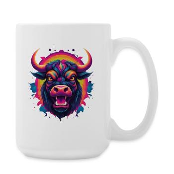 Neon bull head – color explosion - Large Mug 440 ml - white - Right