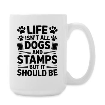 Stamps Saying Dog Wit Stamps Gift - Large Mug 440 ml - white - Right