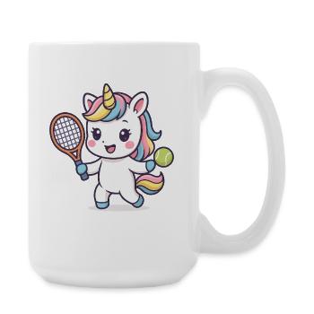 Licorne de tennis kawaï, motif des enfants mignons, sports - Grande tasse 440 ml - blanc - Droite