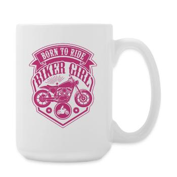 Biker Girl Motorcycle Pink Shield - Large Mug 440 ml - white - Right