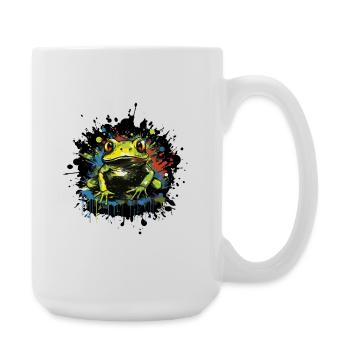 Farbklecks Frosch Neon Stil - Große Tasse 440 ml - Weiß - Rechts
