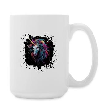 Farbsplatter Einhorn Kunst - Große Tasse 440 ml - Weiß - Rechts