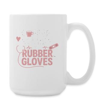 Coffee scrubs and rubber gloves - Large Mug 440 ml - white - Right