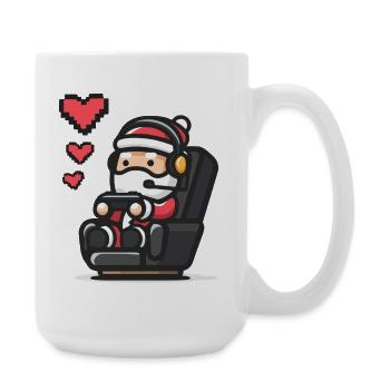 Gamer Santa Pixel Art Weihnachten Zocken - Große Tasse 440 ml - Weiß - Rechts