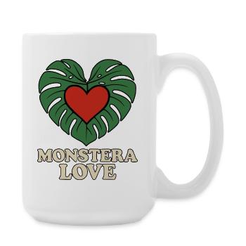 Monstera Love - Große Tasse 440 ml - Weiß - Rechts