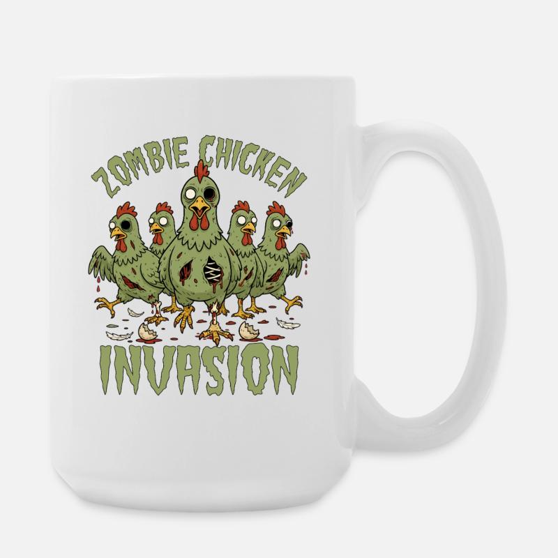 Zombie Chicken Invasion - Large Mug 440 ml - white