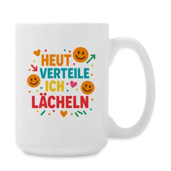 Lächeln Gute Laune, fröhliches Spruchshirt - Große Tasse 440 ml - Weiß - Rechts
