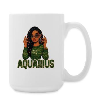 Aquarius Queen – Loc'd Afro Girl Rebel Spirit - Large Mug 440 ml - white - Right