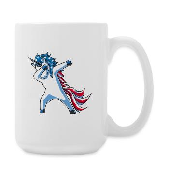 Dabbing Americorn Unicorn American Flag 4th of Jul - Large Mug 440 ml - white - Right