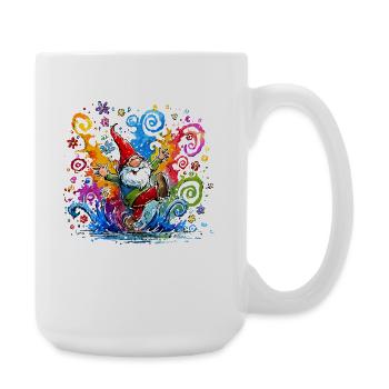 Bunter Gnom mit Farbspritzern - Große Tasse 440 ml - Weiß - Rechts