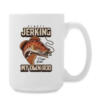 Immer mit meiner Rute zucken, komisches Angeln - Große Tasse 440 ml - Weiß - Rechts