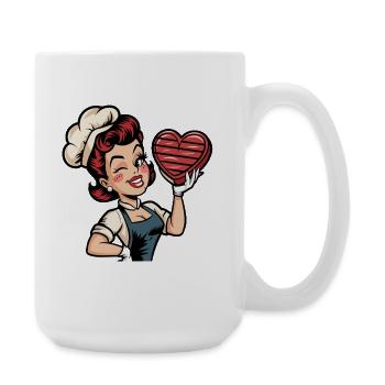 Boulanger rétro avec un cuisinier amoureux du cœur - Grande tasse 440 ml - blanc - Droite