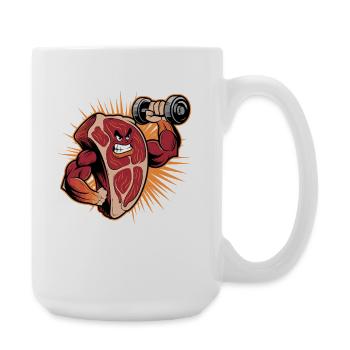  Muskulöses Steak Bodybuilding Lustiges Fitness - Große Tasse 440 ml - Weiß - Rechts