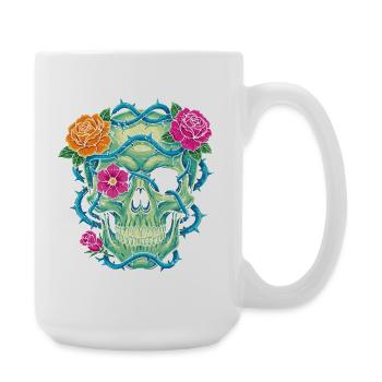 Floral Skull - skull art - Large Mug 440 ml - white - Right