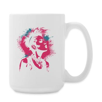 Punk Pop Art Portrait in Street Style - Large Mug 440 ml - white - Right